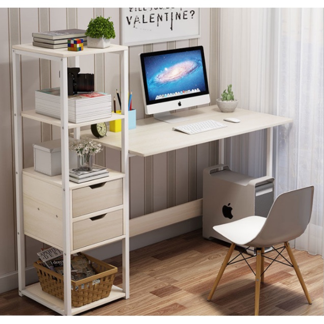 HomeCare #06 Computer Table with 4 Tier Bookshelf and Mini Cabinets ...