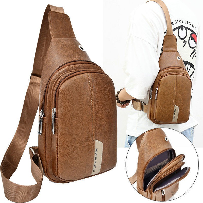 Local Stock anti theft bag PU leather men sling bag body bag