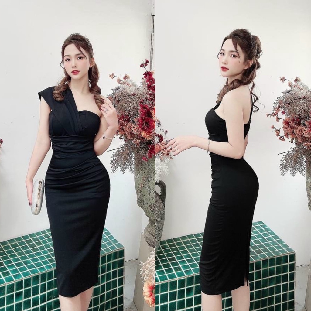 Off-the-Shoulder Pleated Bodycon Floor-length Dress Pearl Pink main image 0
