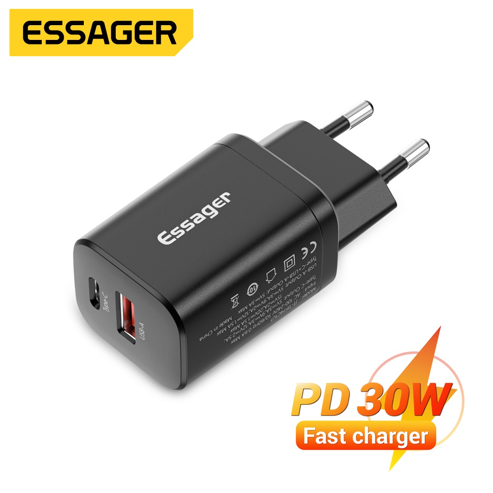 Essager uab＋type c dual interface 30W usb charger supports PD3.0/QC3.0 ...