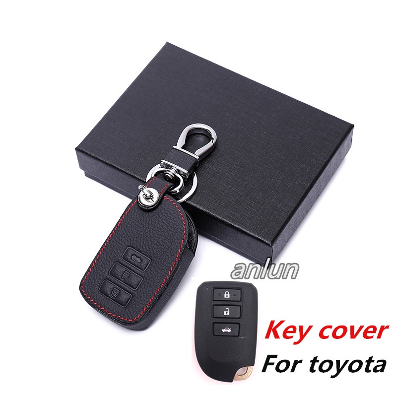 (Ready Stock) Toyota Yaris Ativ / Vios 3 Button Leather Car Key Case (Smart Key) Shopee