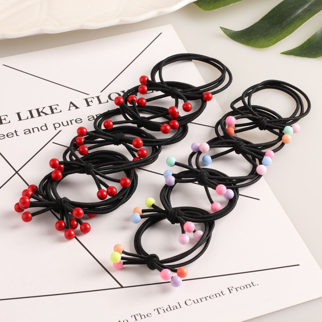 Solid Color Head Rope Cherry Simple Hair Rope Wild Classic Hair Ring ...