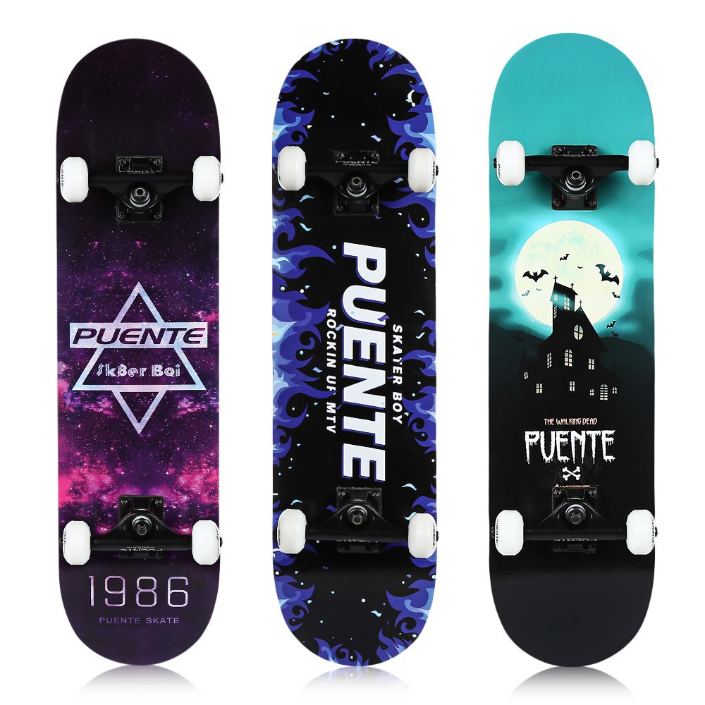 PUENTE Skateboard Four-wheel Double Kick Deck Skateboard with T-shape  Gadget | Shopee Philippines