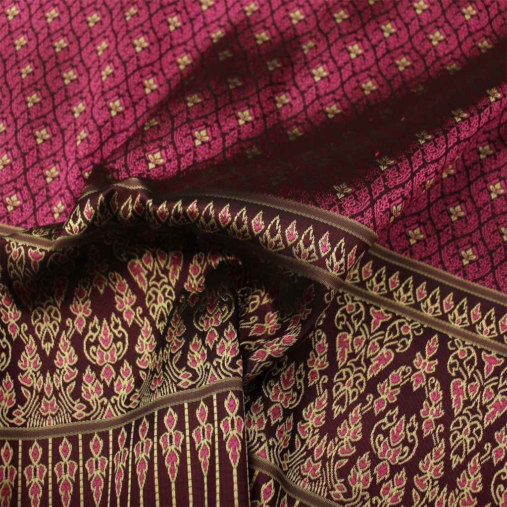 Maroon Gold Weave Jequard Georgette Fabric Pre Cut 6 Meters FAB173