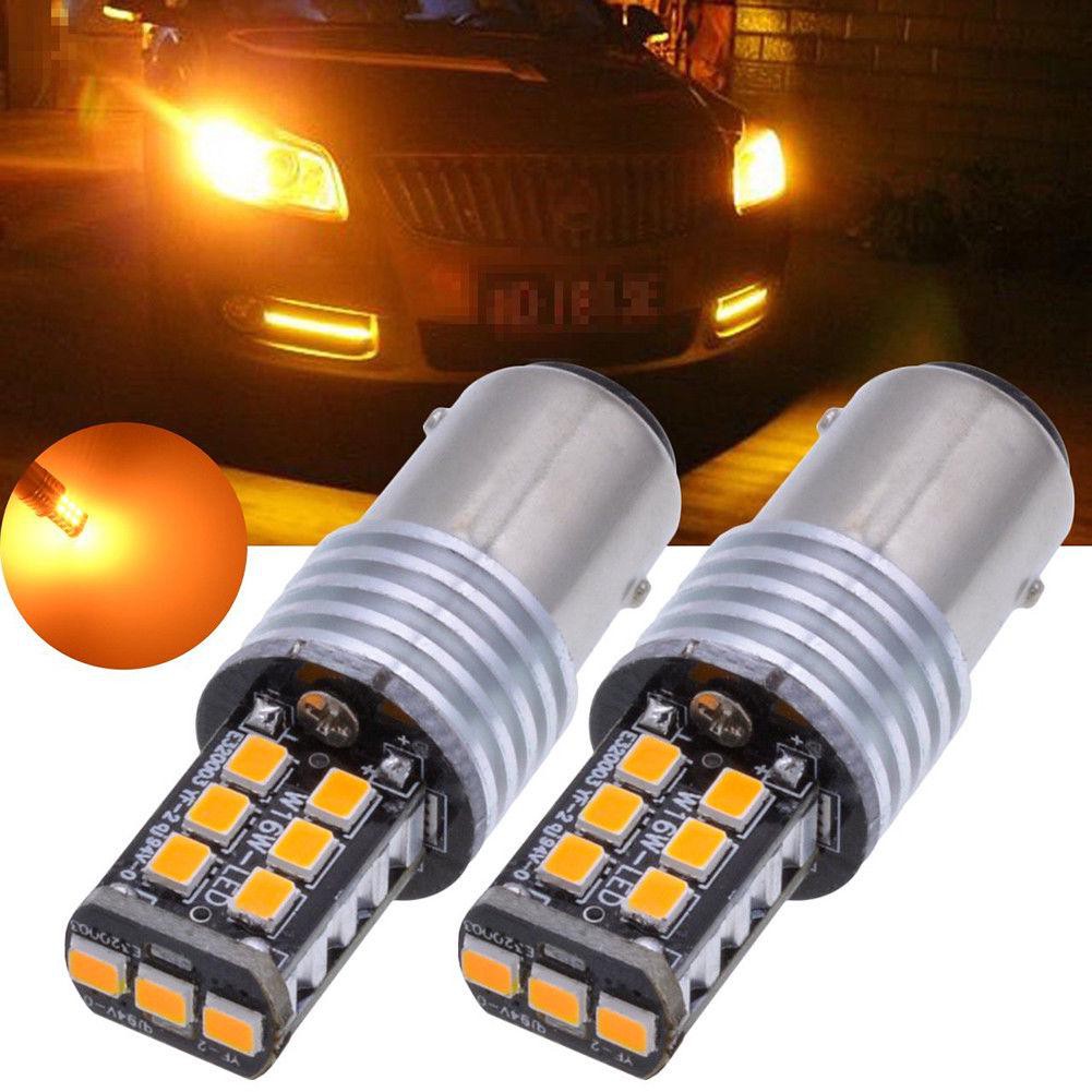 2x Car Yellow Signal Decode Lamp1157 BAY15D 15 SMD 2835 LED Non-polar ...