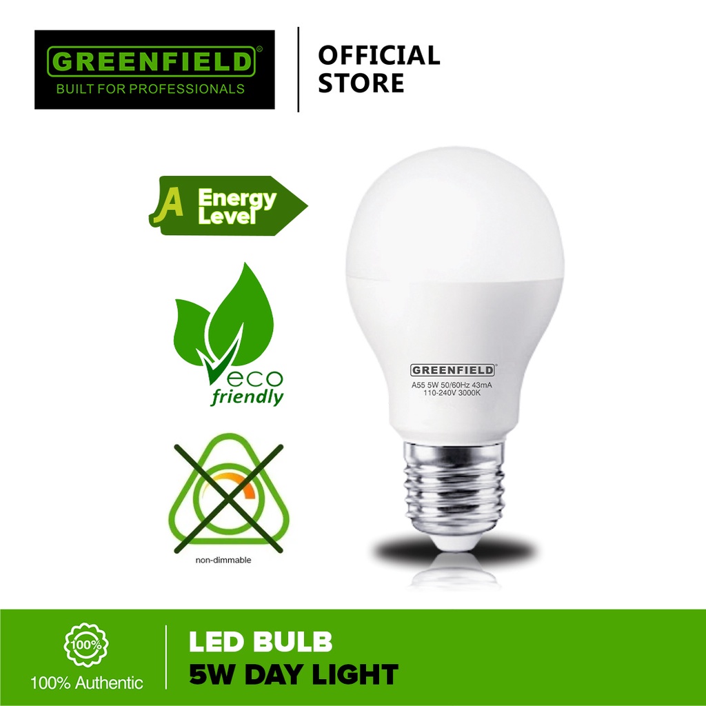 Greenfield LED Bulb A55 E27 5W Daylight | Shopee Philippines