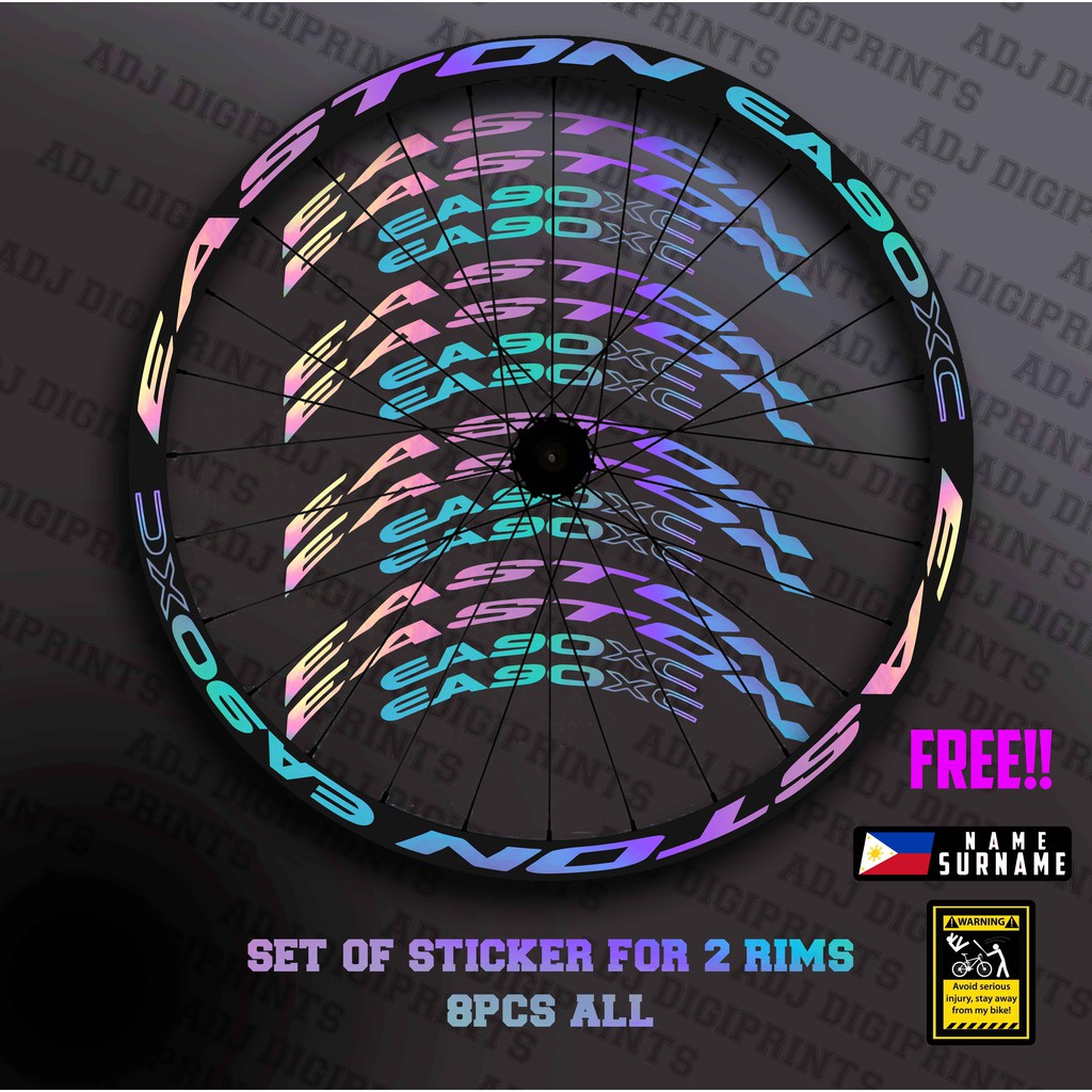 EASTON EA90XC HOLOGRAM OILSLICK DECALS STICKER FOR 2 RIMS BOTH SIDES ...