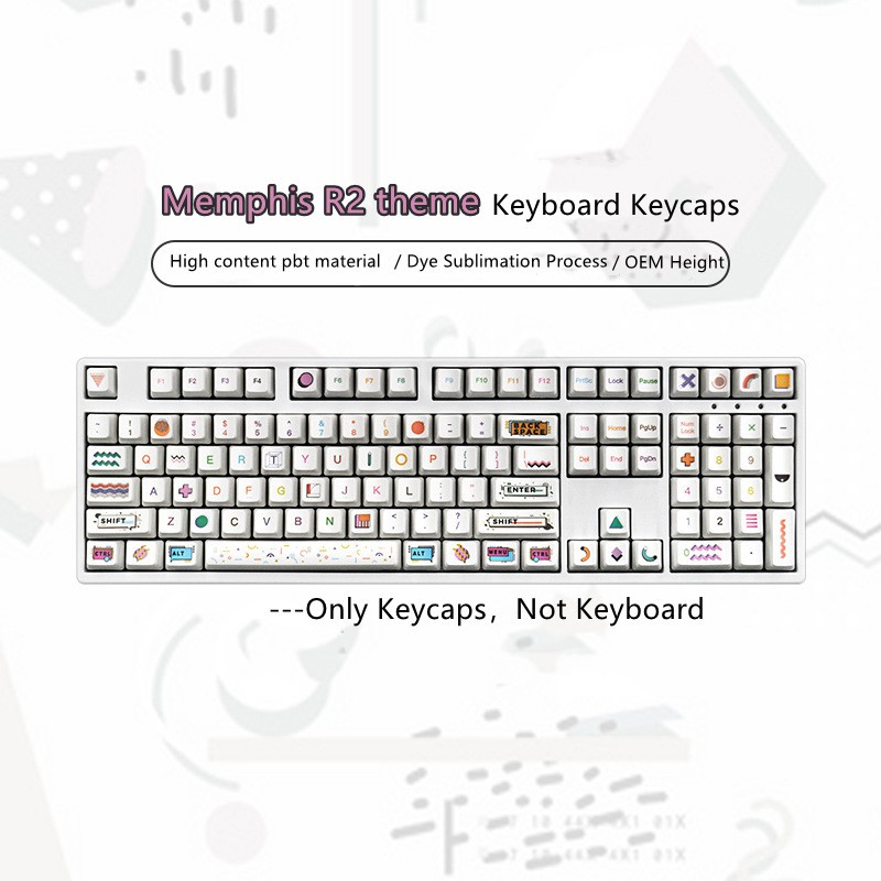 Memphis R2 104 Keys Dye Sublimation OEM Profile Keycaps Set | Shopee ...