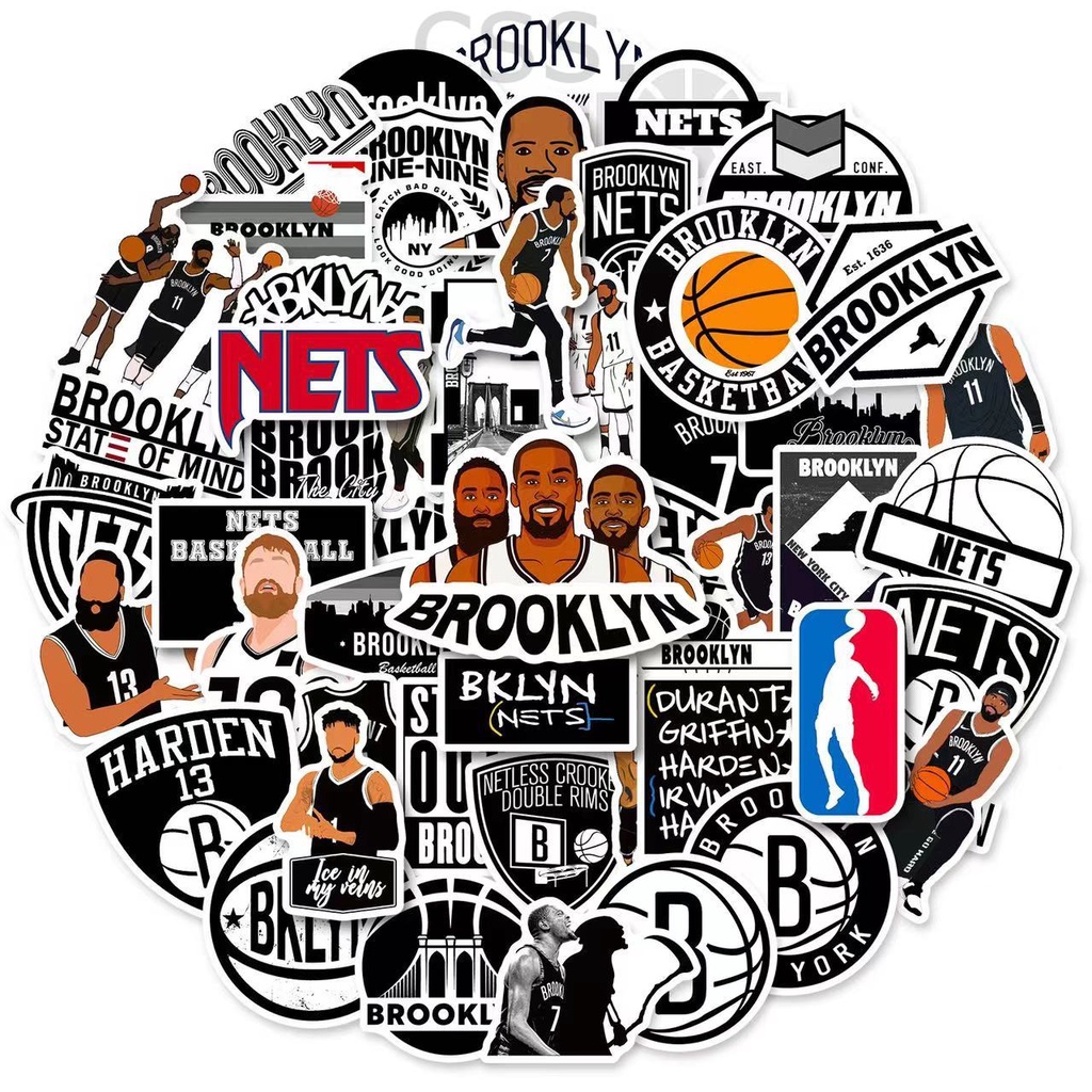 CSS.50Pcs/Set NBA NETs Graffiti Waterproof Sticker Basketball Team Viny ...