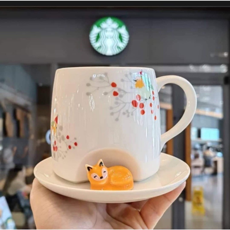 Starbuck Mug Set with saucer Snooze Fox Ceramic Cup Set with Saucer ...