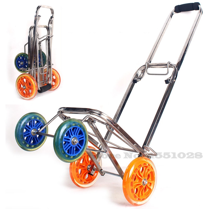 Collapsable Folding Cart Portable Truck Trolley with Big Wheel Luggage