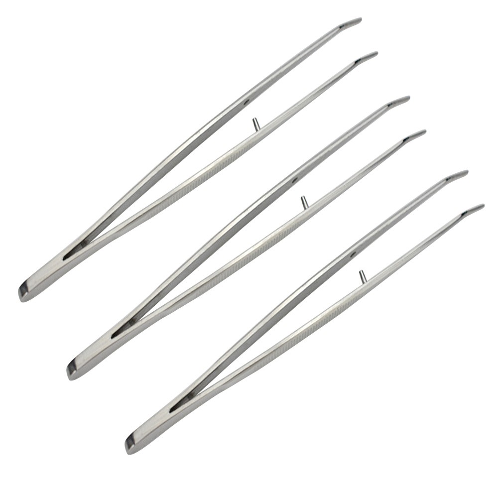 3Pcs Stainless Steel Medical Dental Tweezers Precision Long Straight