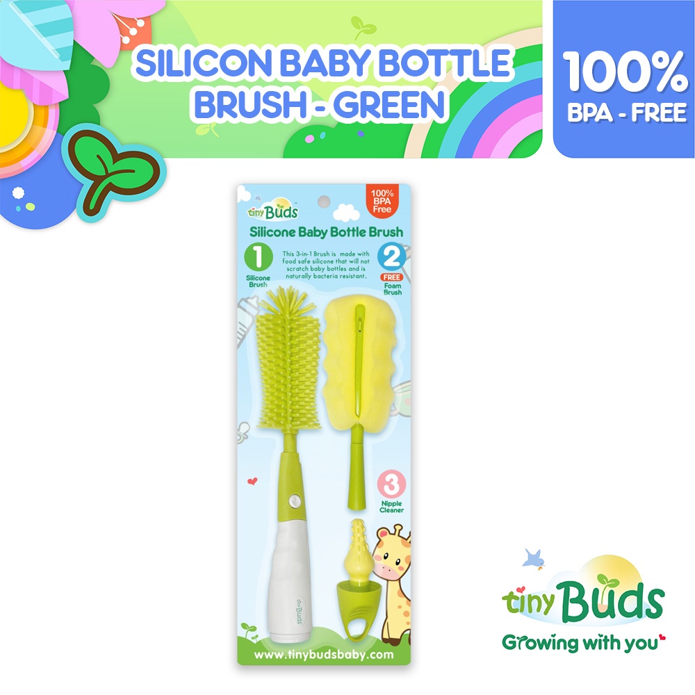 Tiny Buds Silicone Baby Bottle Brush Color Green