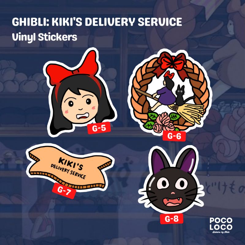 Ghibli Kiki's Delivery Service 4pcs. Waterproof Matte Vinyl Sticker