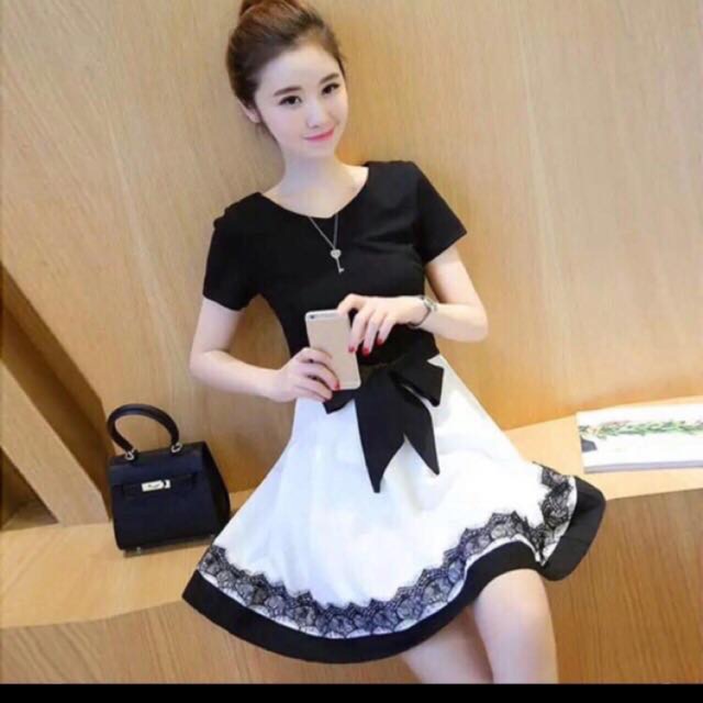 Semi formal black outlet and white dresses