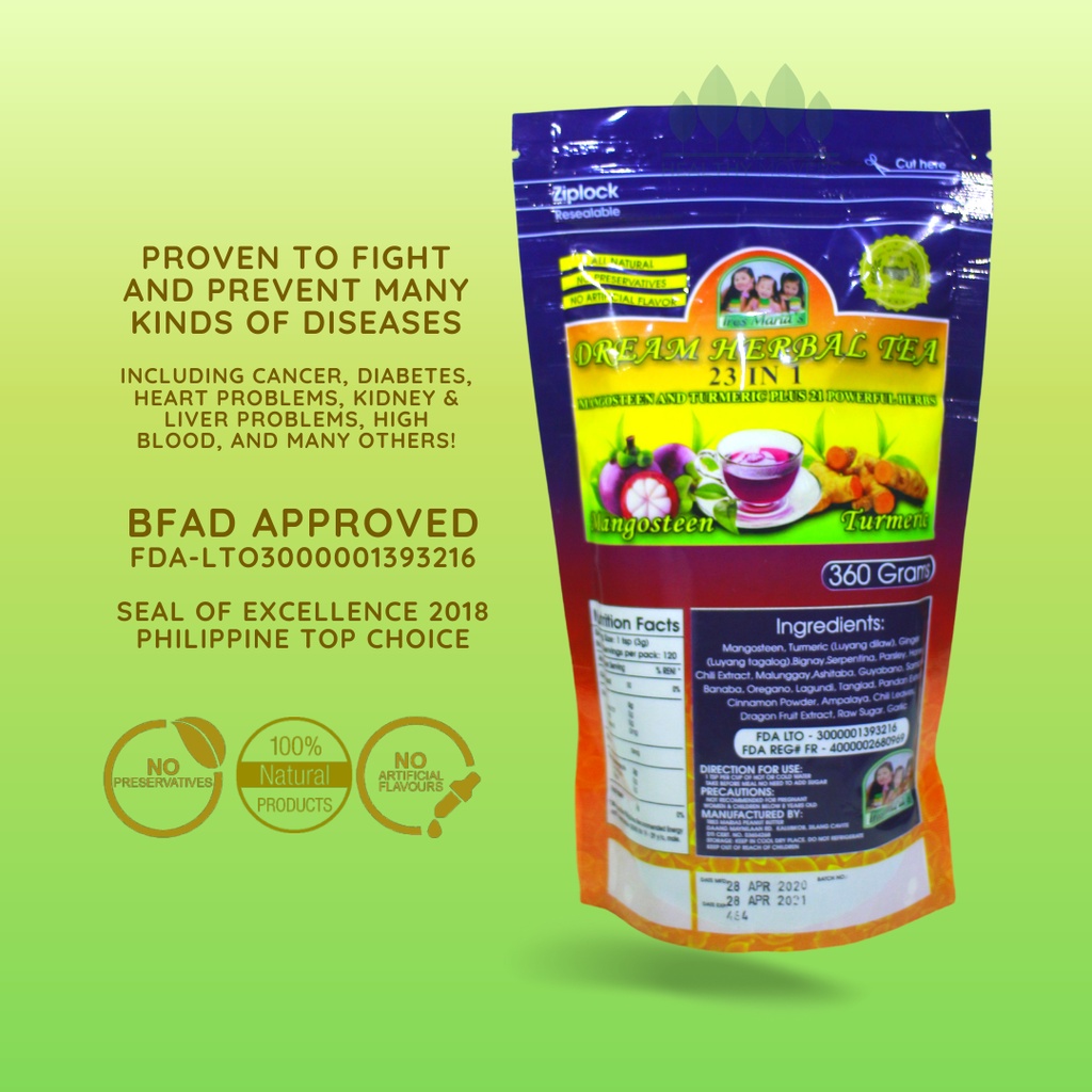 Tres Marias Dream Herbal Tea 23 in 1 (Mangosteen and Turmeric + 21