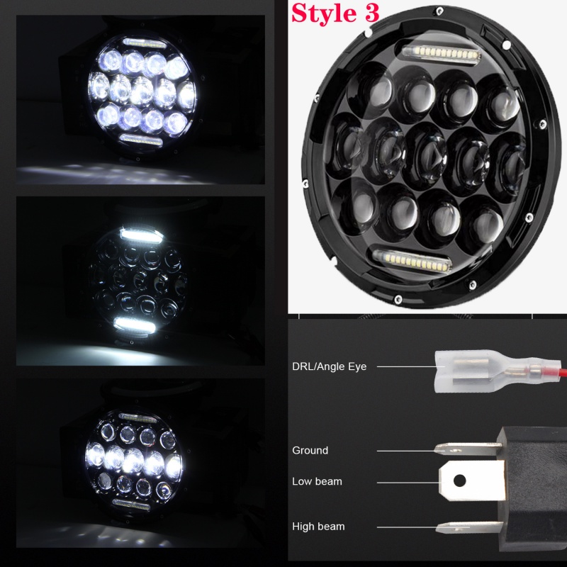 7 inch classic Headlight Motocycle Led 60W 6000K 3500K Angel Eye Dot E9 ...