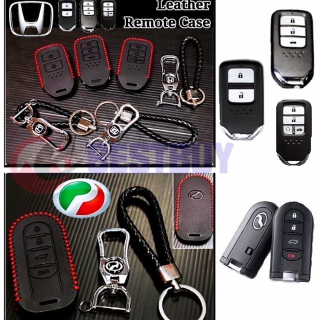Honda Perodua Car Key Remote Leather Protection Cover Case Logo Emblem ...