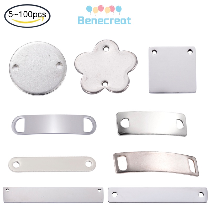 Bar Lining Connectors Stainless Steel Links Long Blank ID Tags Charm ...