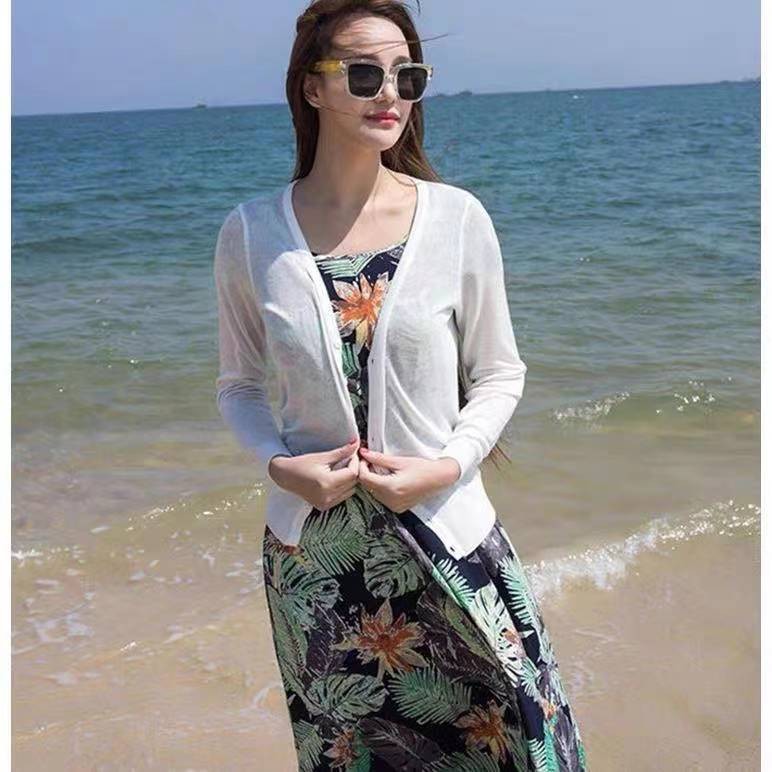 Loose-Fit Solid Color Sun Protection Cardigan