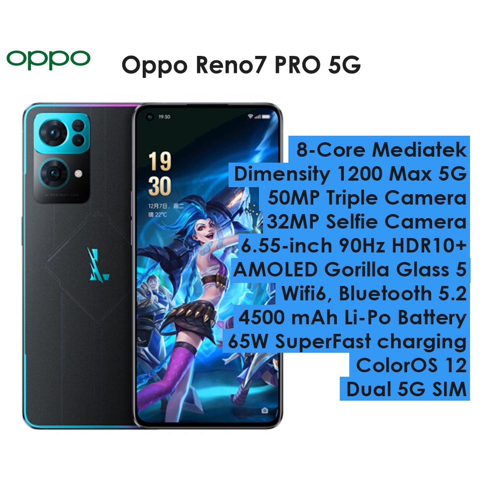 New Original Oppo Reno 6 Pro 5G Mobile Phone 6.55 Inches 8GB 128GB MTK  Dimensity 1200 Octa Core Fast Charging 65W NFC Smartphon