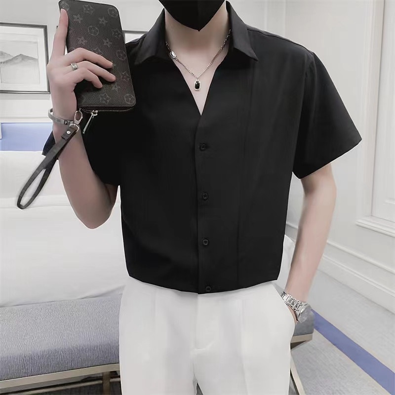 HUILISHI Men's INS Korean Style Short Sleeve Fashion Shirt | Shopee ...