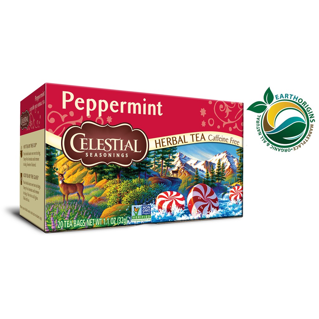 Celestial Peppermint Herbal Tea Caffeine Free (20 teabags) Shopee