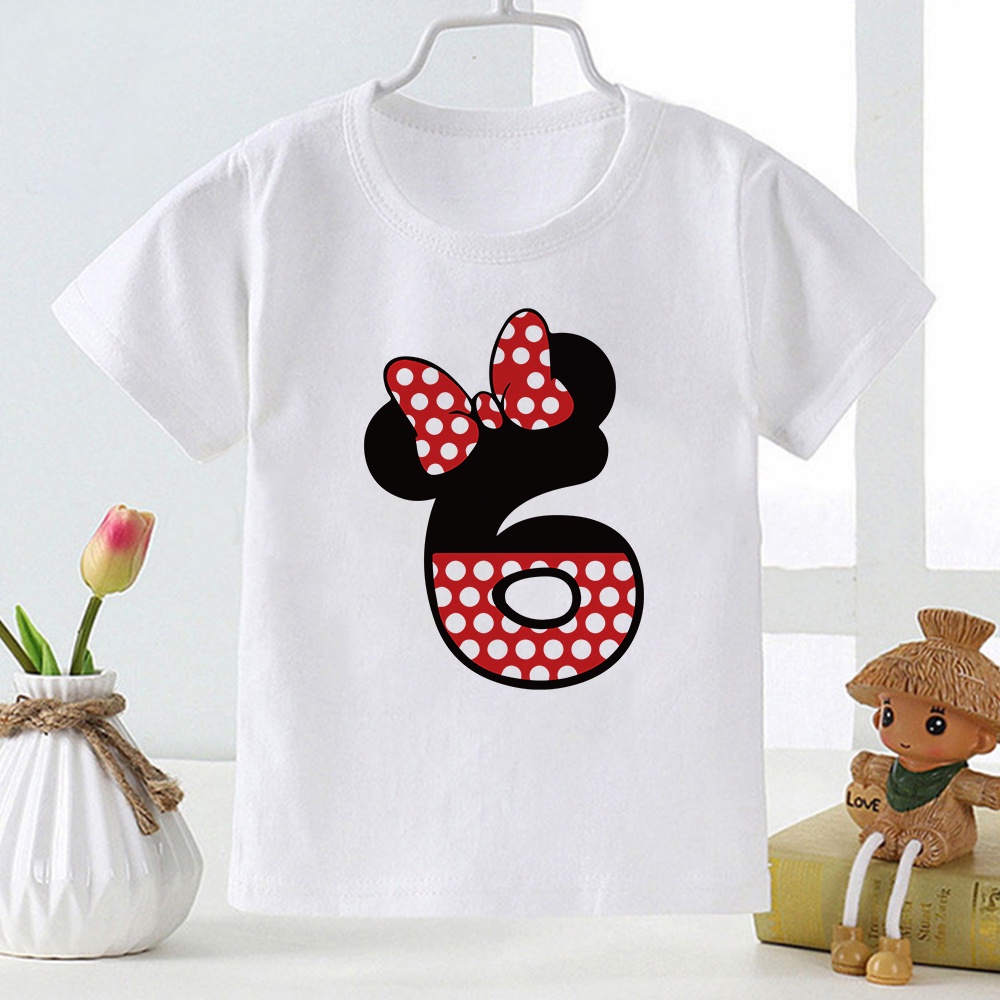 Happy Birthday Gift T-shirts for Boys Girls Tshirt Disney Minnie