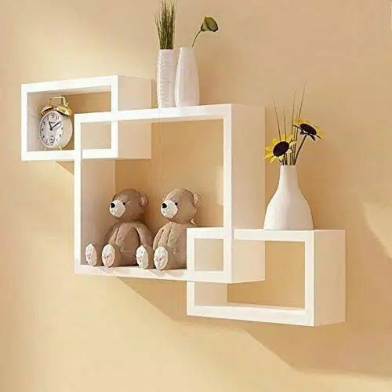 Wall Shelf Three Square Hanging Frame Corner Shelf Stacking Wall Shelf ...