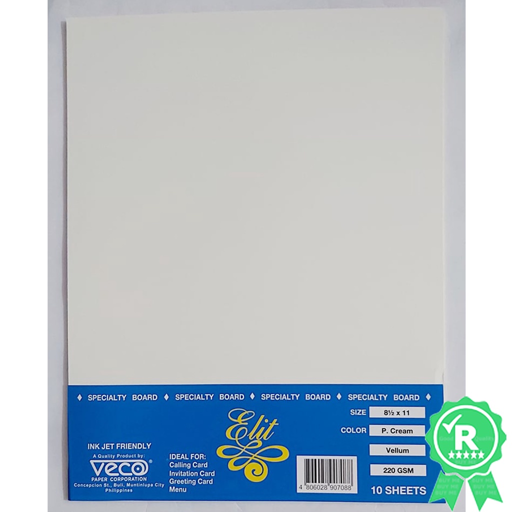 Veco Vellum Board Paper White 220gsm Letter 10s