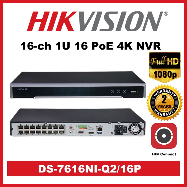 Hikvision DS-7616NI-Q2/16P 16-ch 1U 16 PoE 4K NVR | Shopee Philippines