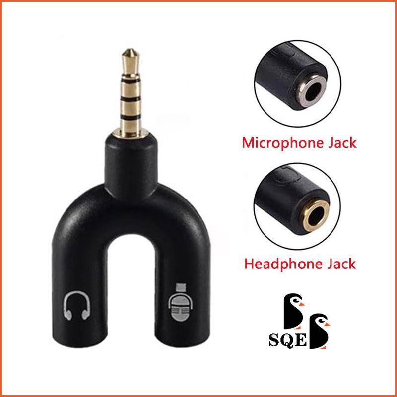 4Pin U Type Adapter Dual 3.5 MM Headphone Plug Audio Cables Splitter