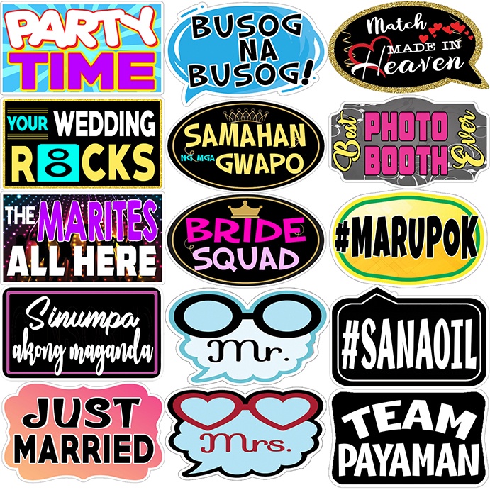 Wedding Photobooth Props Set In Mm Sintraboard Shopee Philippines