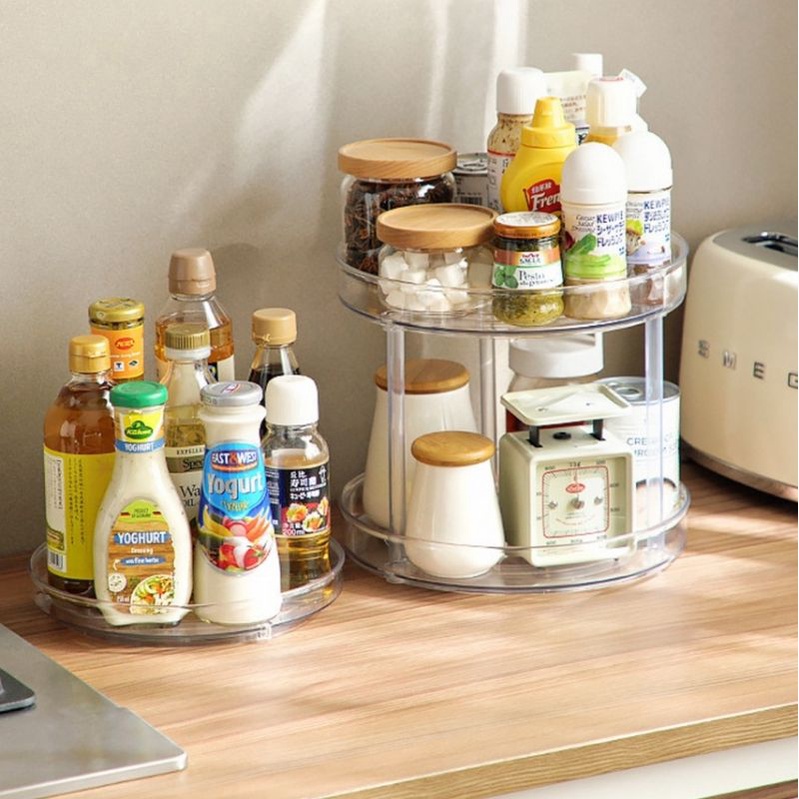 Acrylic Lazy Susan 360° degrees Clear Transparent Spice Condiment Shelf  Cosmetic Perfume Spinning