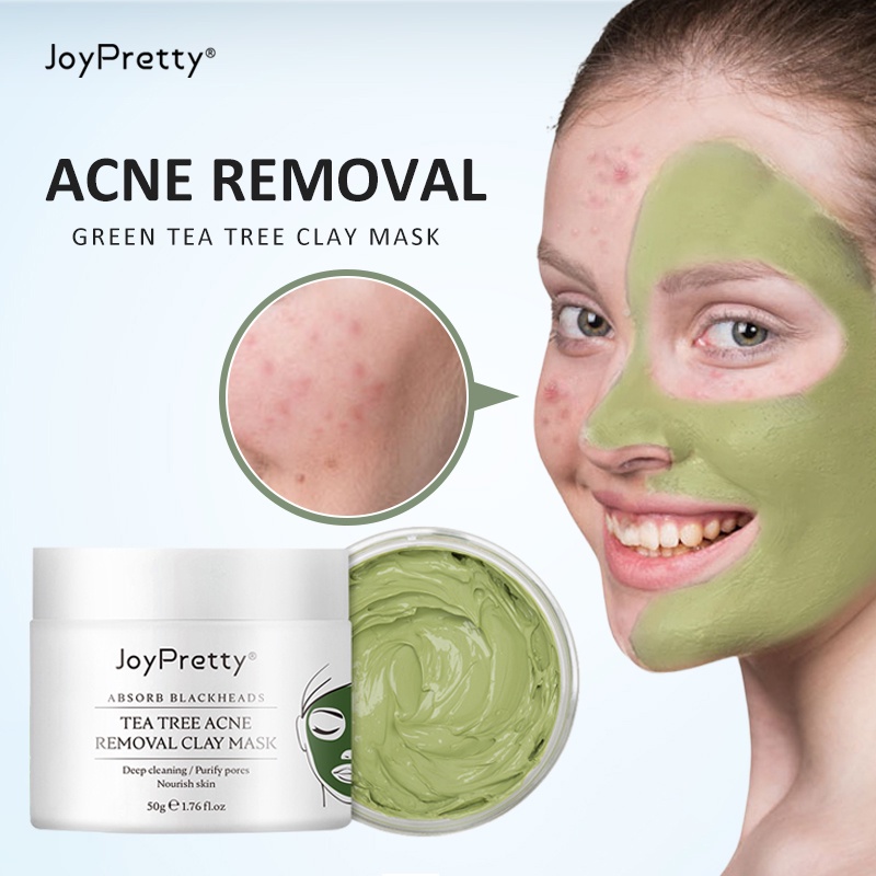 Green Tea Tree Clay Mask Against Face Acne Blackhead Remover Mask Cream