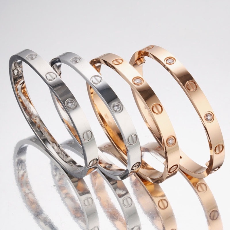 18K Gold G16 Stainless Diamond Eternal Ring Bracelet Bangle Couple Bracelet For Women Shopee Philippines