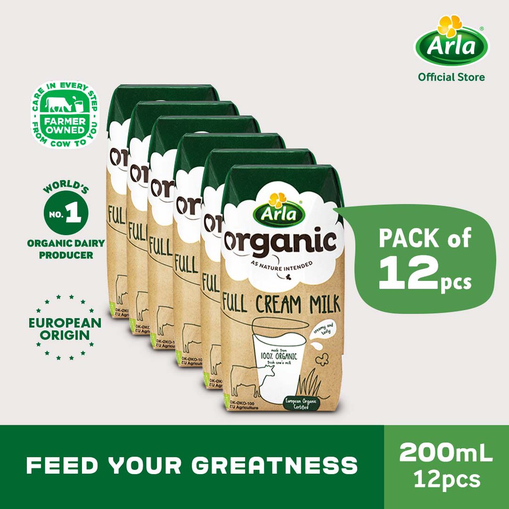 Arla Organic Full Cream Milk 200ml 12-Pack | Shopee Philippines