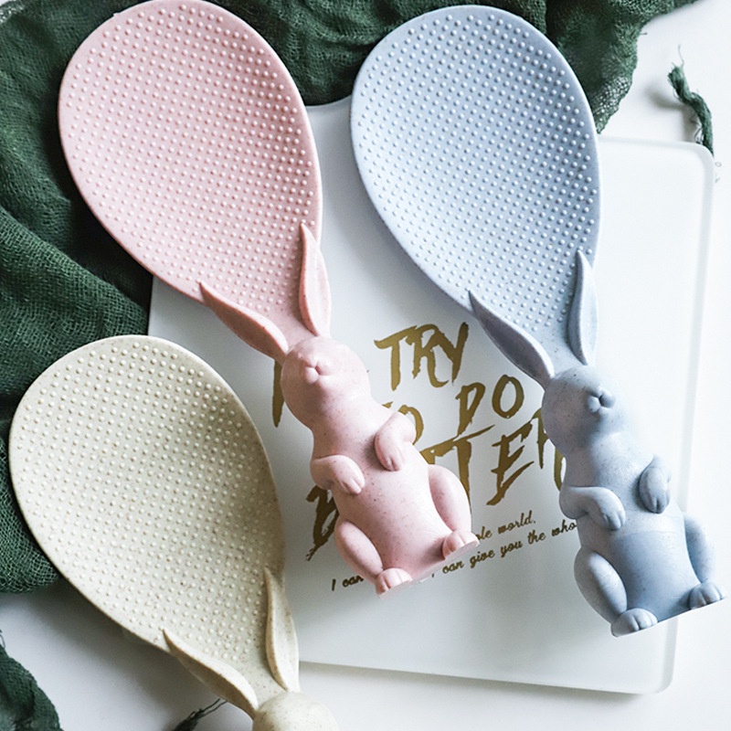 Shopware Wheat Straw Cartoon Rice Scoop Spoon Cute Creative Rabbit Heat ...
