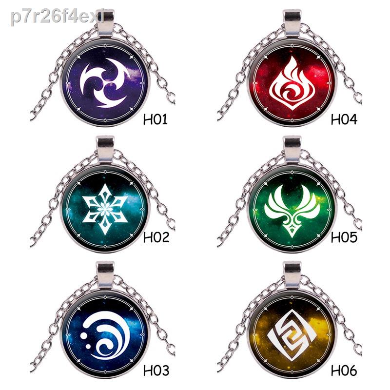 Game Genshin Impact Necklace Eye Of God Game 7 Elements Glass Cabochon