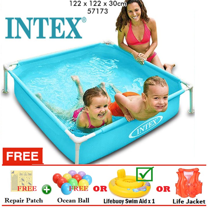 57173 INTEX Inflatable Swimming Pool Steel Frame PVC Basin KOLAM KANAK ...