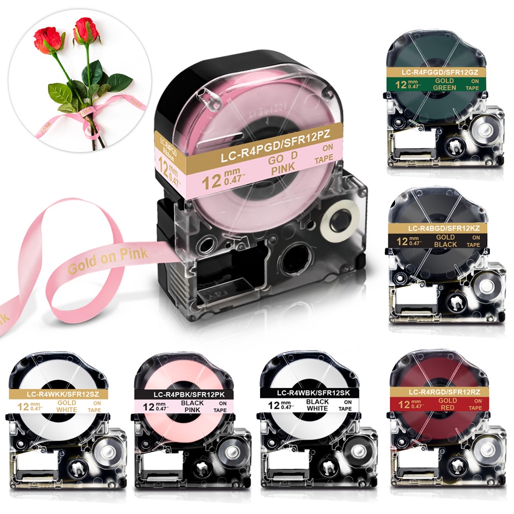 Satin Ribbon Label Tape 12mm*5m Compatible for Epson LabelWorks LW-300 ...