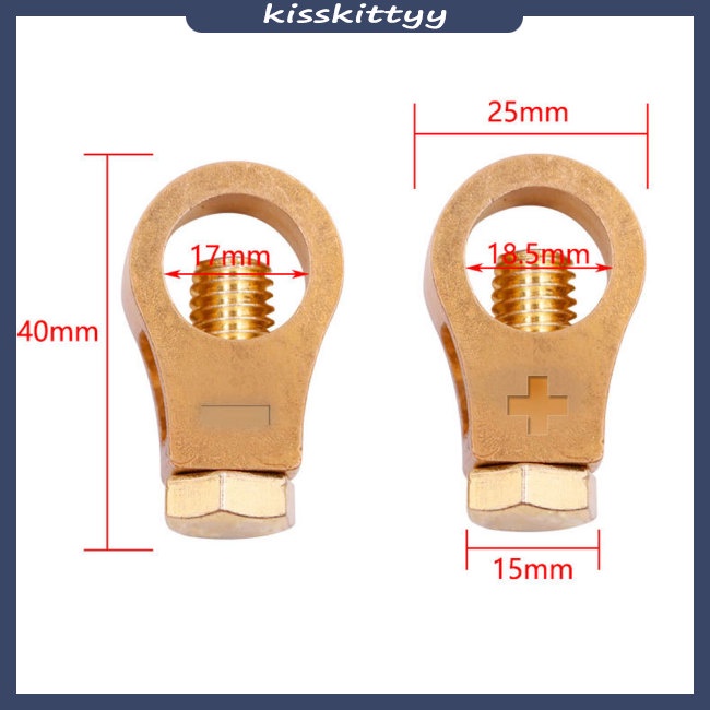 Kisskittyy 1 Pair Copper Car Battery Terminal Wire Cable Clamp Thickened Batteries Connector 1791