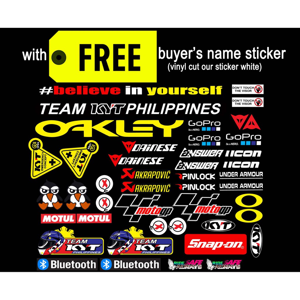 Helmet visor stickers with free buyer name sticker Shopee Philippines