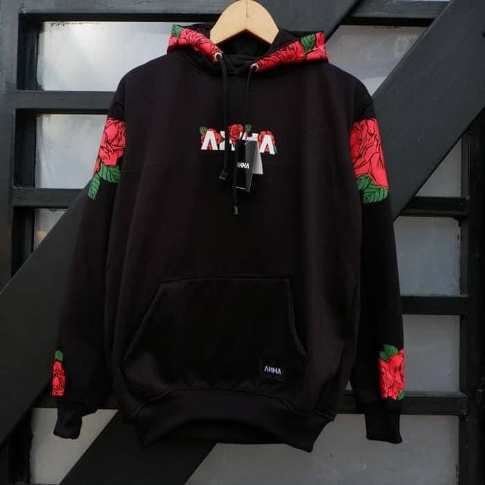 Sweater Hoodie Distro Men Ahha Rose Black Unisex Sweater Men Women Size M xxl Shopee Philippines