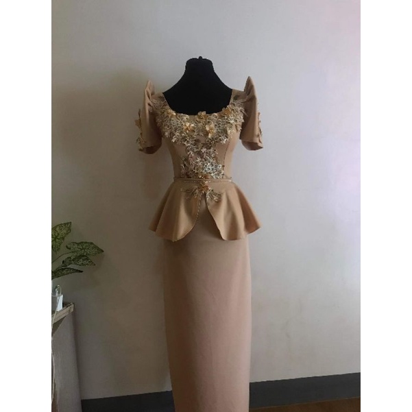 Modern Filipiniana Long dress | Shopee Philippines