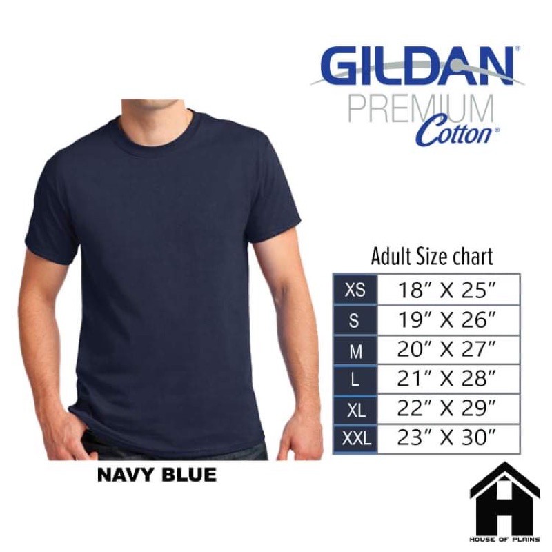 GILDAN Navy Blue | Premium Cotton Tshirt | Shopee Philippines