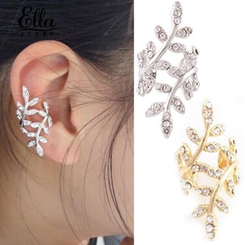 Ellastore 1 Pc lady Punk Earring Rhinestone Leaf Ear Cuff Clip Ear Stud Shopee Philippines