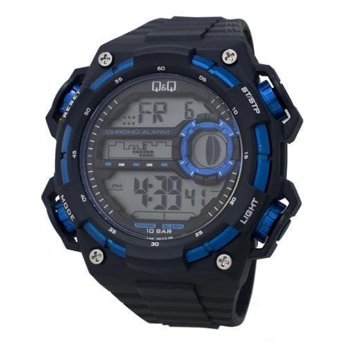 Q Watch; Q Qq Digital Men's Wristwatch Black Rubber Strap M163 ...