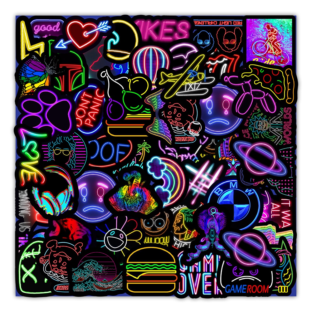 50 new neon light stickers, car trunk, mobile phone, water cup ...