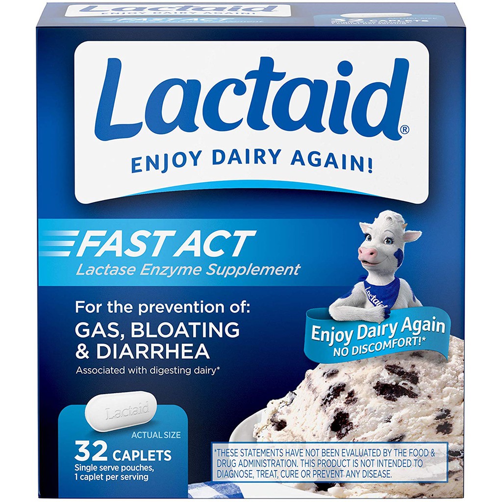Lactaid Fast Act Lactose Intolerance Lactase Enzyme Pills 32 single